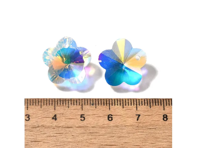 Pandantiv sticla floare 13mm transparent AB