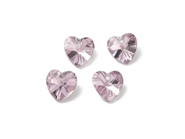 Pandantiv sticla inima 14mm roz