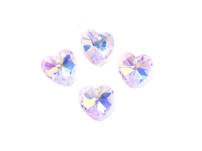 Pandantiv sticla inima 14mm roz AB