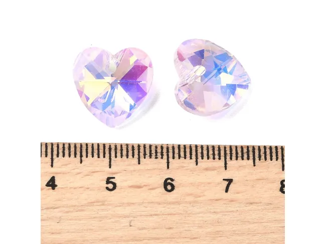 Pandantiv sticla inima 14mm roz AB