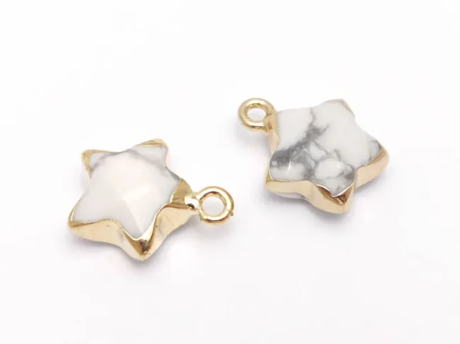 Pandantiv howlit alb stea in montura aurie 15x13mm