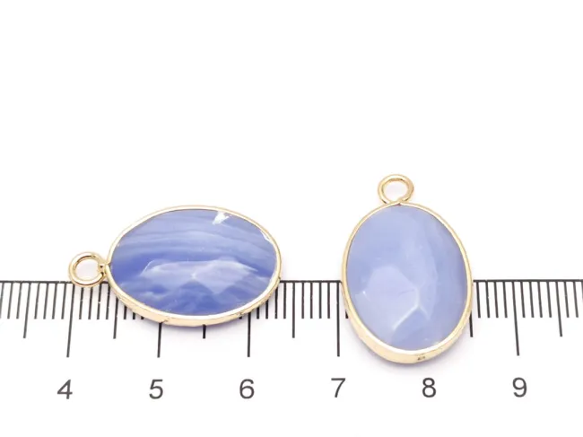 Pandantiv agate fatetat in montura aurie 23x14mm