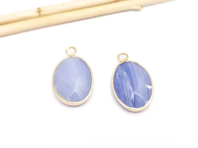 Pandantiv agate fatetat in montura aurie 23x14mm