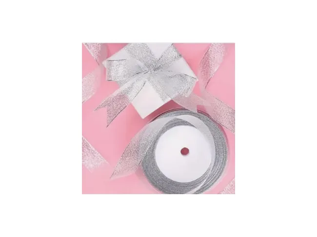 Panglica organza argintiu latime 10mm (22m)