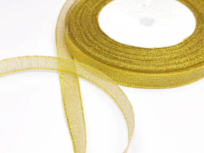 Panglica organza auriu latime 10mm (22m)