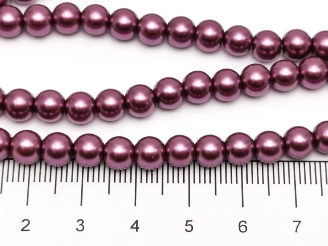 Perle de sticla calitate a 6mm mov pruna (sirag)