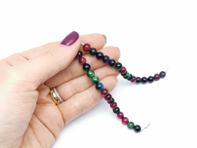 Sirag scurt ochi de tigru sfere 6mm multicolor