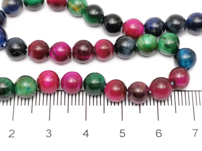 Sirag scurt ochi de tigru sfere 6mm multicolor