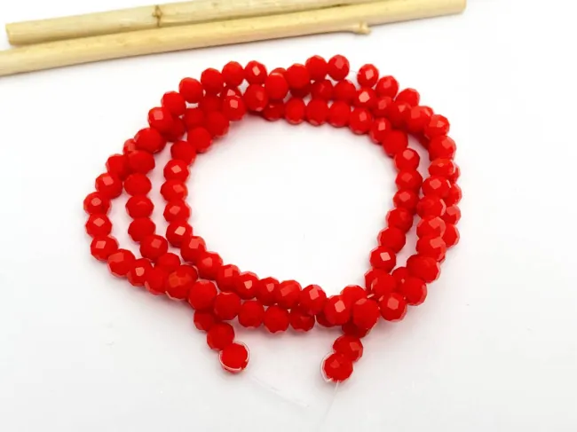 Margele cristal rondel fatetat 4x3mm rosu aprins opac (sirag)