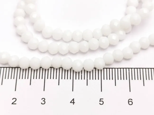 Margele cristal rondel fatetat 4x3mm alb opac (sirag)