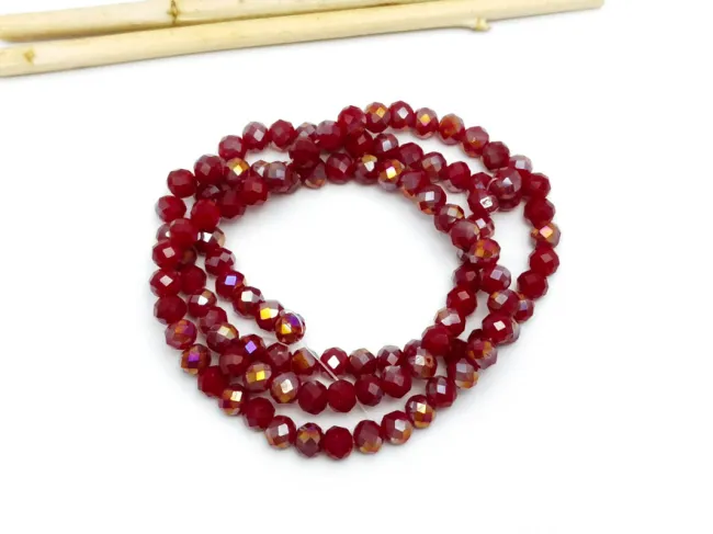Margele cristal rondel fatetat 4x3mm burgundy opac AB (sirag)