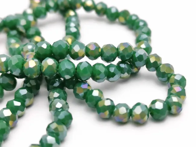 Margele cristal rondel fatetat 4x3mm verde opac AB (sirag)