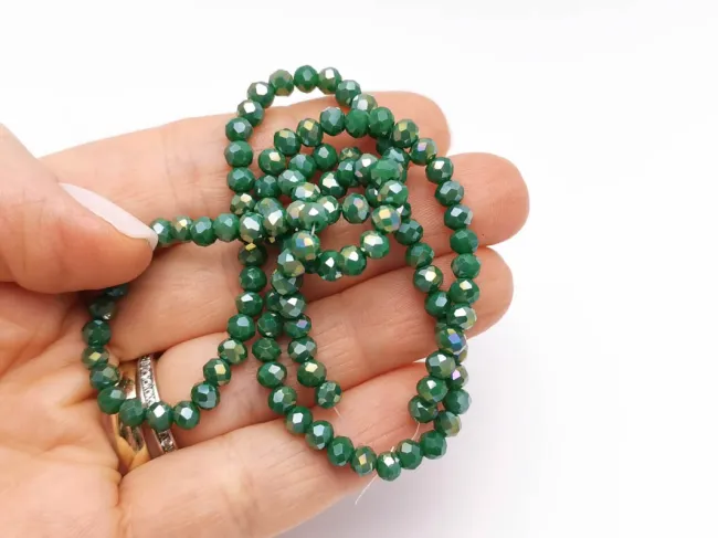Margele cristal rondel fatetat 4x3mm verde opac AB (sirag)