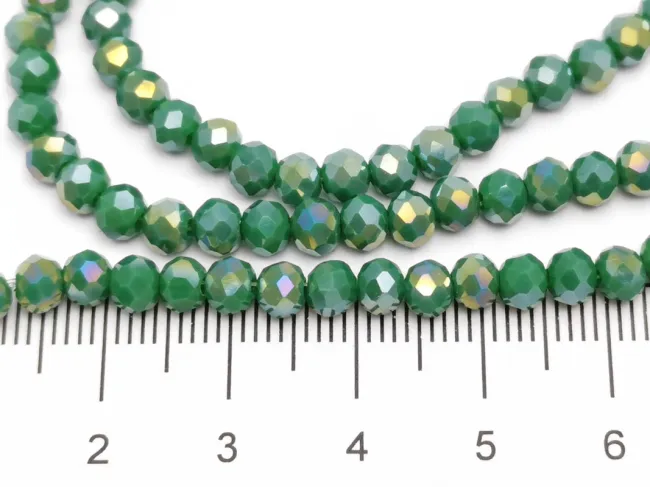 Margele cristal rondel fatetat 4x3mm verde opac AB (sirag)