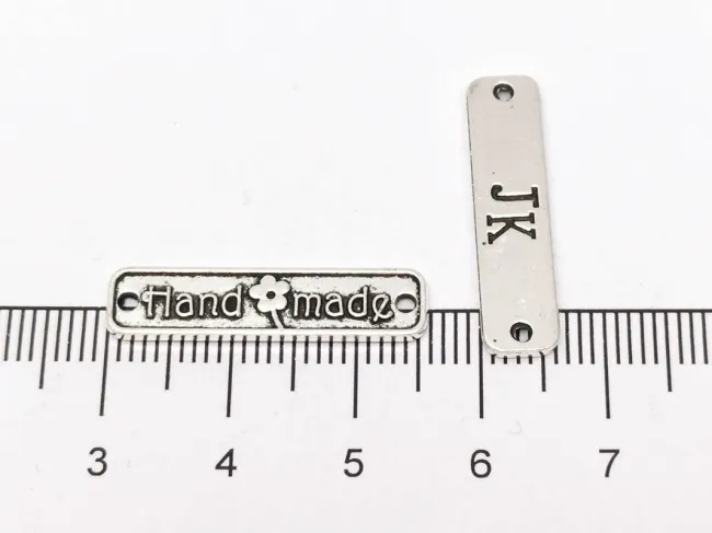 Link dreptunghi argintiu 25.5x6x1.5mm handmade