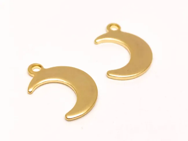 Charm otel inoxidabil 304 auriu luna 15x11mm