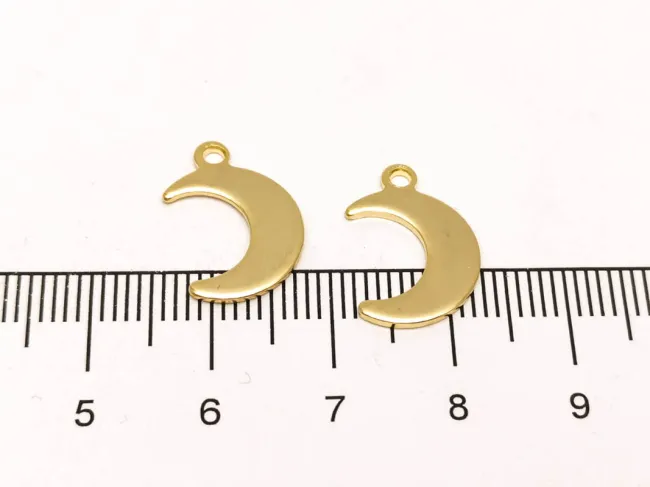 Charm otel inoxidabil 304 auriu luna 15x11mm