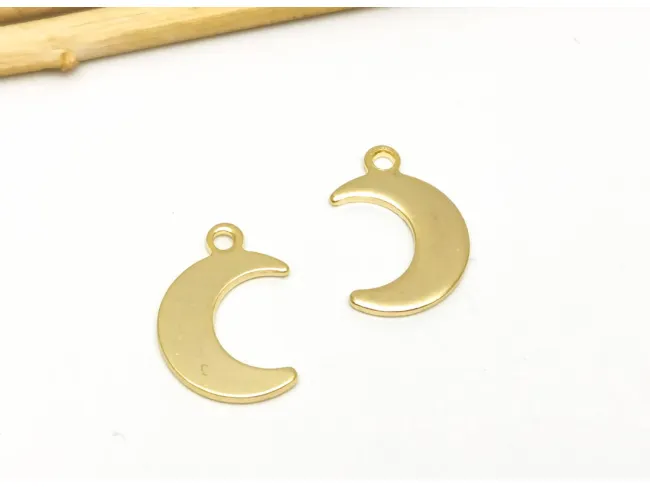 Charm otel inoxidabil 304 auriu luna 15x11mm