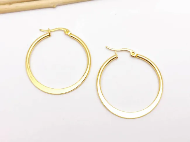 Tortite cercei otel inoxidabil 304 auriu hoop 35x33mm (2buc)