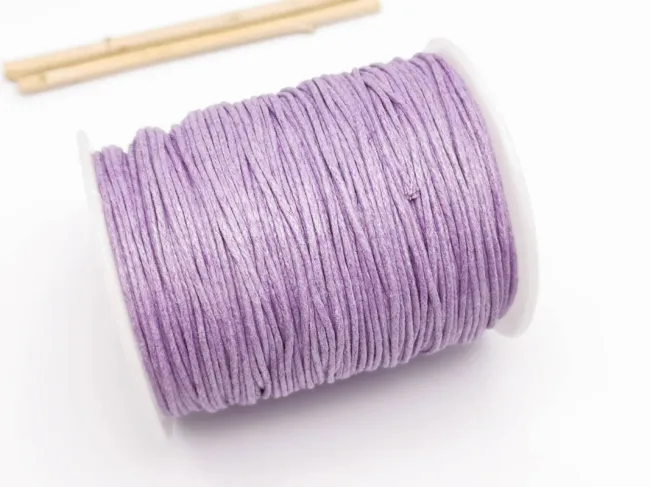Rola ata bumbac cerata grosime 1mm mov deschis (80m)