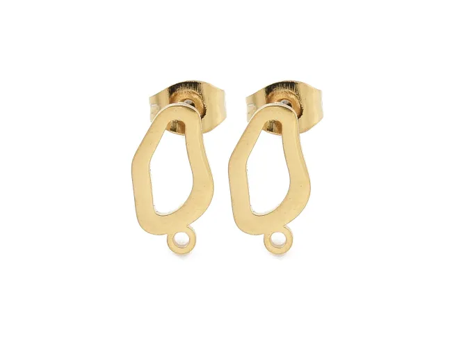 Tortite cercei otel inoxidabil 304 auriu placat IP cu opritor oval 12x6.5mm (2buc)