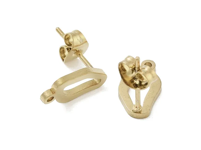 Tortite cercei otel inoxidabil 304 auriu placat IP cu opritor oval 12x6.5mm (2buc)