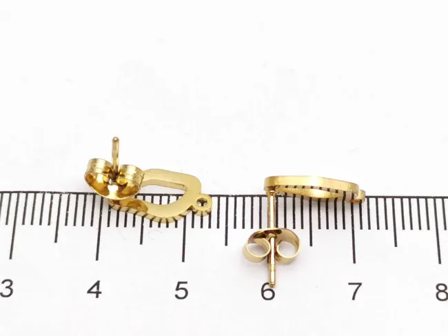 Tortite cercei otel inoxidabil 304 auriu placat IP cu opritor oval 12x6.5mm (2buc)