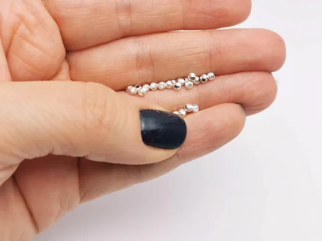 Biluta Argint 925 cu striatii diamond cut  - 2.5x2mm (1buc)