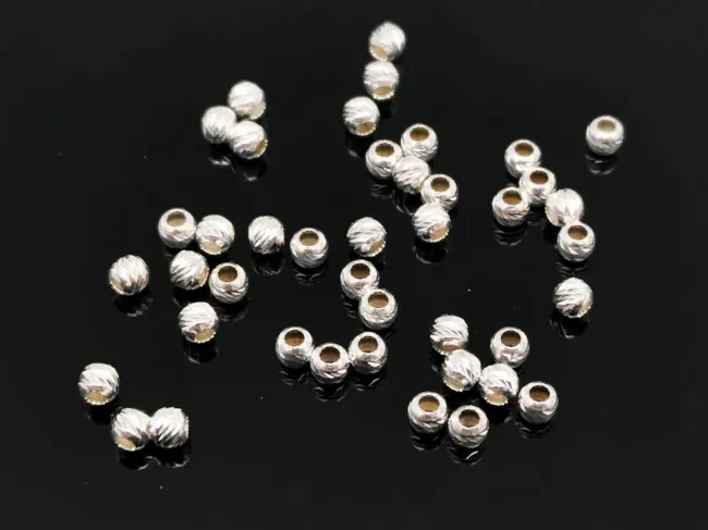 Biluta Argint 925 cu striatii diamond cut  - 2.5x2mm (1buc)