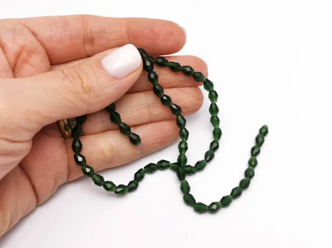 Margele cristal picatura 6x4mm verde inchis (sirag)