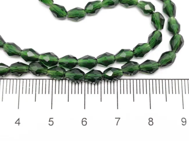Margele cristal picatura 6x4mm verde inchis (sirag)
