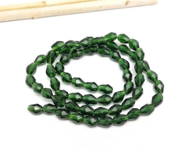 Margele cristal picatura 6x4mm verde inchis (sirag)