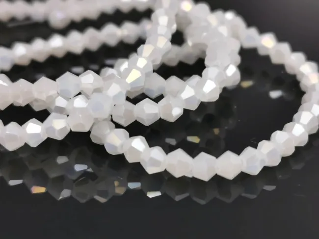 Margele cristal biconic 2x3mm alb opal AB (sirag)
