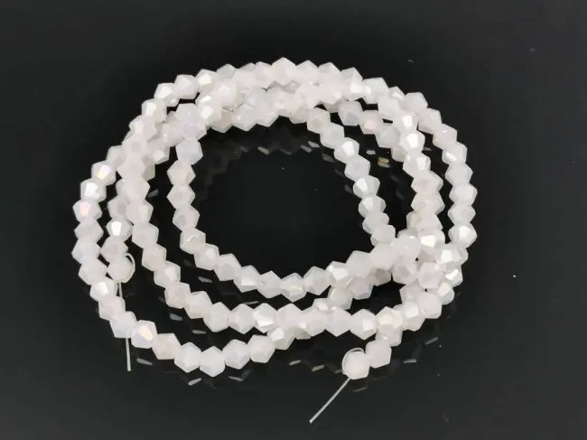 Margele cristal biconic 2x3mm alb opal AB (sirag)