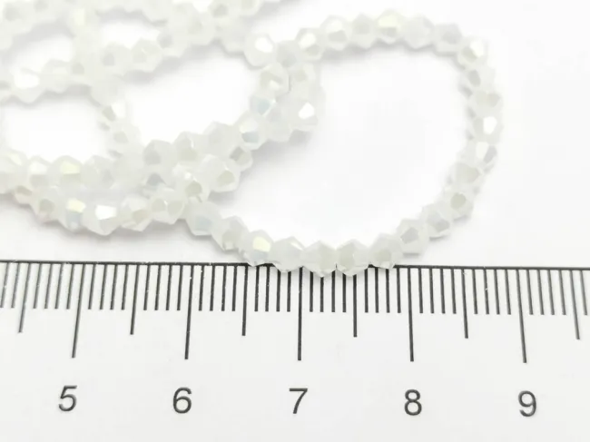 Margele cristal biconic 2x3mm alb opal AB (sirag)