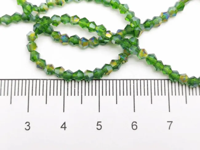 Margele cristal biconic 2x3mm verde AB (sirag)