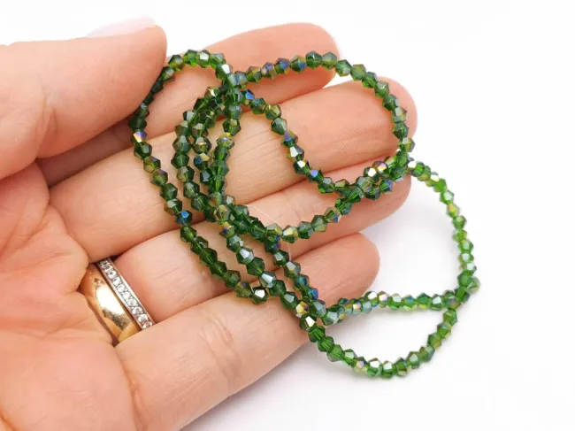 Margele cristal biconic 2x3mm verde AB (sirag)