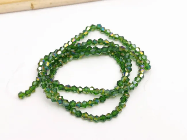 Margele cristal biconic 2x3mm verde AB (sirag)
