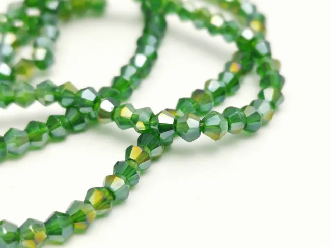 Margele cristal biconic 2x3mm verde AB (sirag)