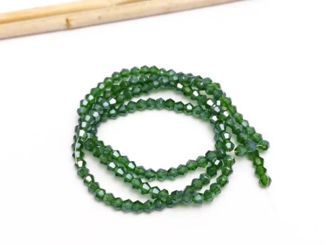 Margele cristal biconic 2x3mm verde lustered (sirag)