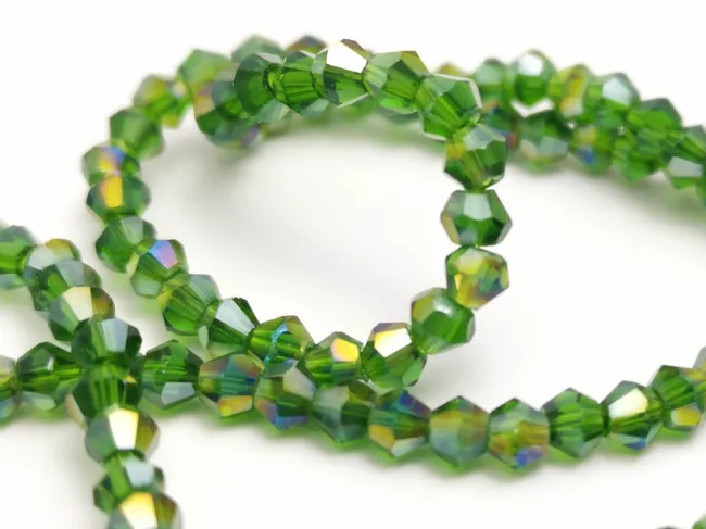 Margele cristal biconic 2x3mm verde brad AB (sirag)