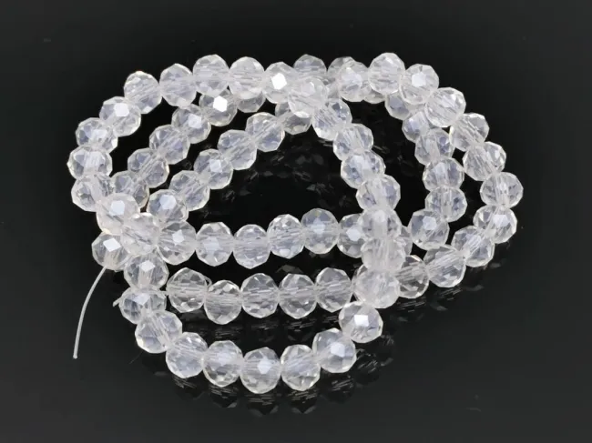Margele cristal rondel fatetat 6x4mm transparent lustered (sirag)