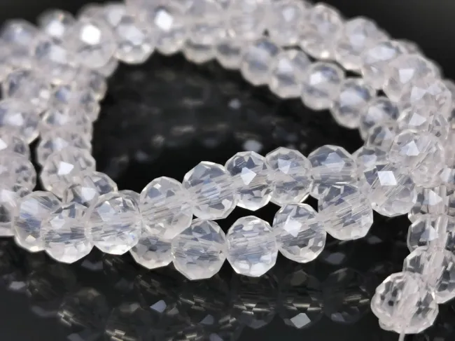 Margele cristal rondel fatetat 6x4mm transparent lustered (sirag)