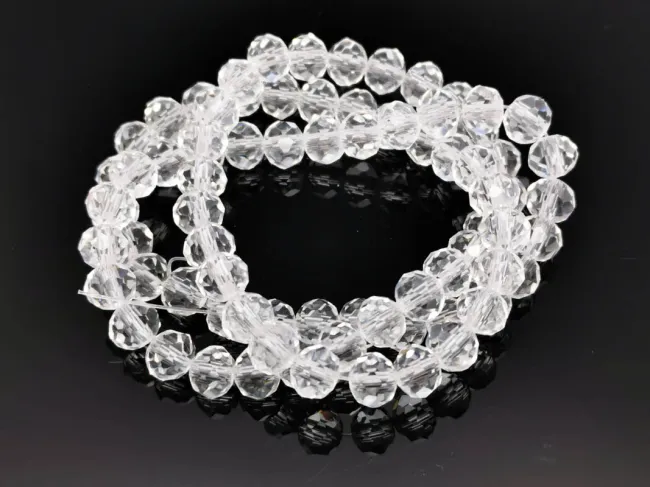 Margele cristal rondel fatetat 6x4mm transparent (sirag)