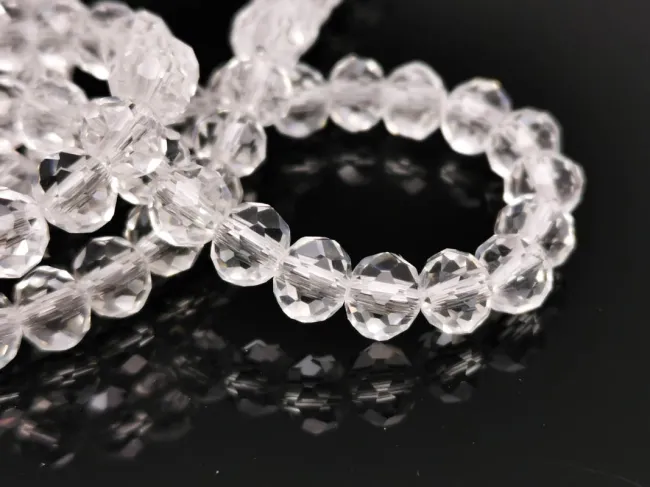 Margele cristal rondel fatetat 6x4mm transparent (sirag)
