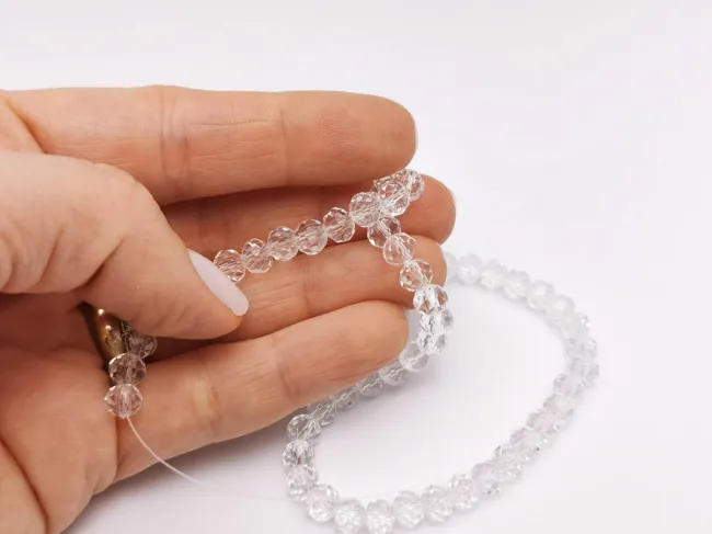 Margele cristal rondel fatetat 6x4mm transparent (sirag)