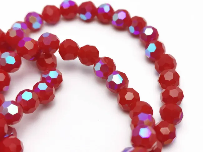 Margele cristal rotund fatetat 6mm rosu inchis opac heliotrop (sirag)