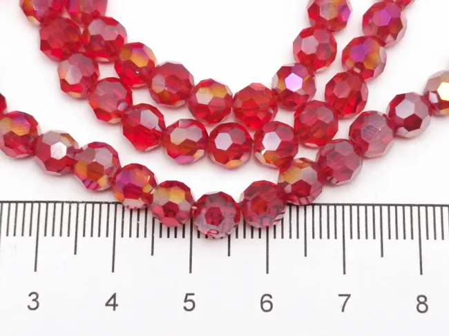 Margele cristal rotund fatetat 6mm rosu inchis AB (sirag)