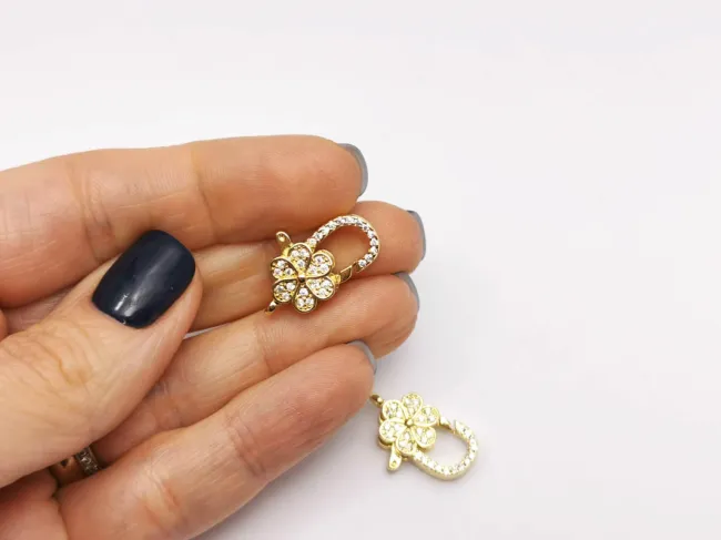 Inchizatoare cubic zirconia 20x13x6.3mm placata cu aur 18K (1buc)