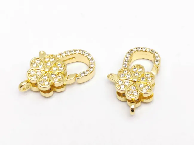Inchizatoare cubic zirconia 20x13x6.3mm placata cu aur 18K (1buc)
